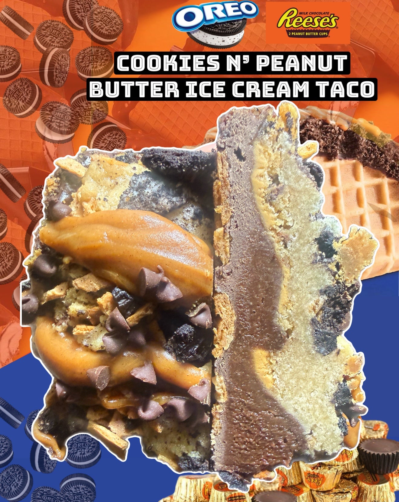 Cookies n’ Peanut Butter Ice Cream Taco